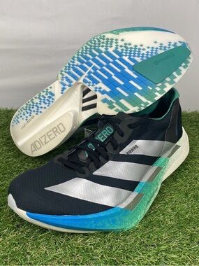 Adidas Adizero Adios Pro 4 Running Shoes Mens size 12 Black/Silver /Glory Green